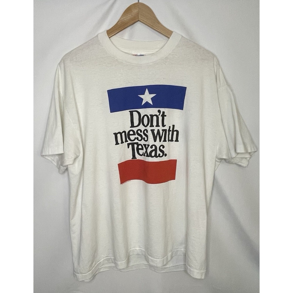 Hanes Don't Mess With Texas T Shirt-XL-Single Stitch Graphic-T 1990 Vintage